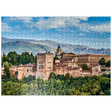 puzzleplate Old Arab fortress Alhambra at beautiful evening time, Granada, Spain, European travel sign 500 Jigsaw Puzzle