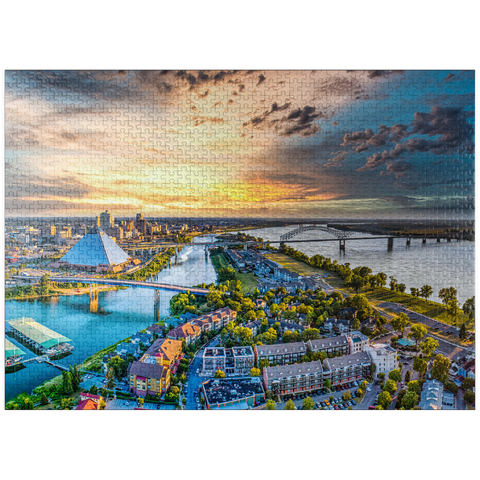puzzleplate Memphis Tennessee TN downtown drone skyline aerial view. 1000 Jigsaw Puzzle
