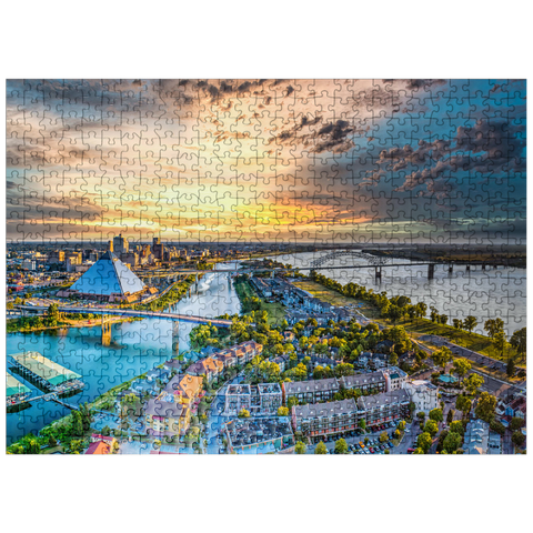 puzzleplate Memphis Tennessee TN downtown drone skyline aerial view. 500 Jigsaw Puzzle