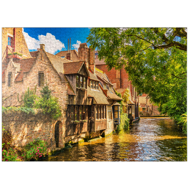 puzzleplate Classic view of the historic city center of Bruges (Bruges), province of West Flanders, Belgium. Cityscape of Bruges. Architecture and landmarks of Bruges. 1000 Jigsaw Puzzle