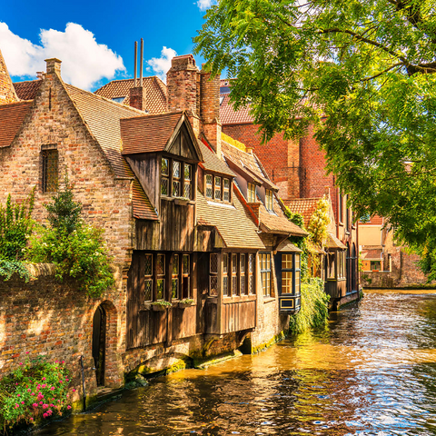 Classic view of the historic city center of Bruges (Bruges), province of West Flanders, Belgium. Cityscape of Bruges. Architecture and landmarks of Bruges. 1000 Jigsaw Puzzle 3D Modell