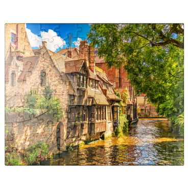puzzleplate Classic view of the historic city center of Bruges (Bruges), province of West Flanders, Belgium. Cityscape of Bruges. Architecture and landmarks of Bruges. 100 Jigsaw Puzzle