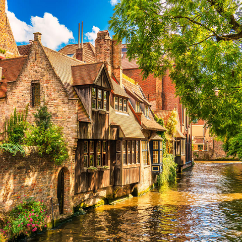Classic view of the historic city center of Bruges (Bruges), province of West Flanders, Belgium. Cityscape of Bruges. Architecture and landmarks of Bruges. 100 Jigsaw Puzzle 3D Modell