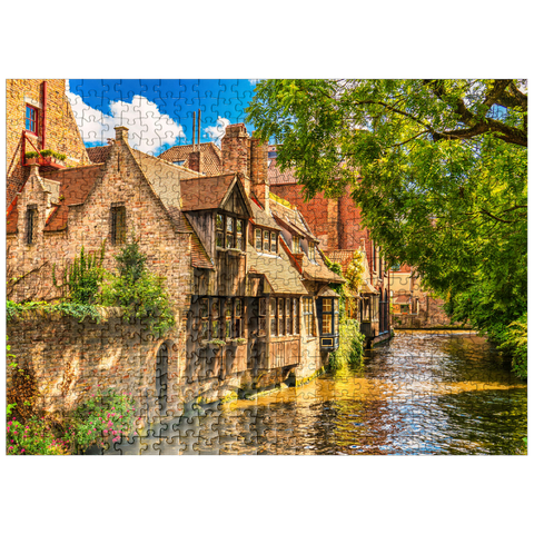 puzzleplate Classic view of the historic city center of Bruges (Bruges), province of West Flanders, Belgium. Cityscape of Bruges. Architecture and landmarks of Bruges. 500 Jigsaw Puzzle