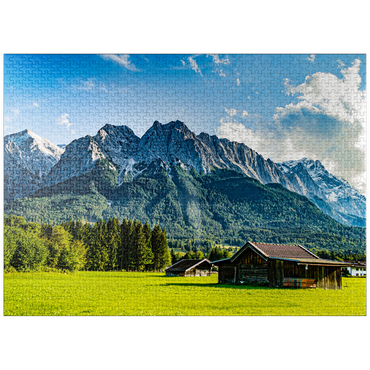 puzzleplate The Zugspitze, seen from Grainau/Garmisch-Partenkirchen, on a sunny summer day 1000 Jigsaw Puzzle