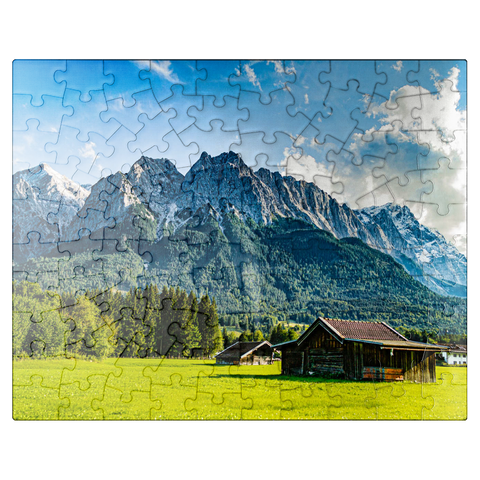 puzzleplate The Zugspitze, seen from Grainau/Garmisch-Partenkirchen, on a sunny summer day 100 Jigsaw Puzzle