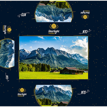 The Zugspitze, seen from Grainau/Garmisch-Partenkirchen, on a sunny summer day 100 Jigsaw Puzzle box 3D Modell