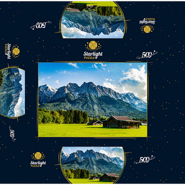 The Zugspitze, seen from Grainau/Garmisch-Partenkirchen, on a sunny summer day 500 Jigsaw Puzzle box 3D Modell