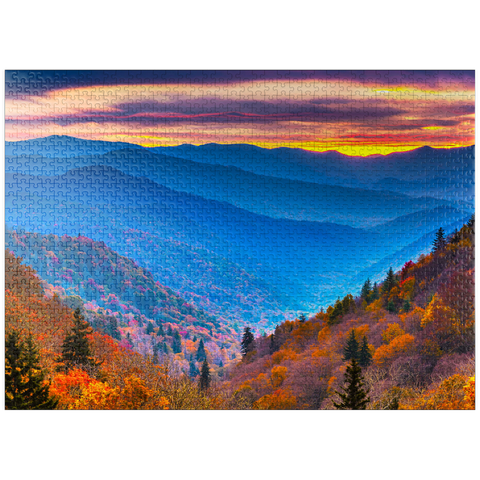 puzzleplate Smoky Mountains National Park, Tennessee, USA Autumn landscape at dawn. 1000 Jigsaw Puzzle