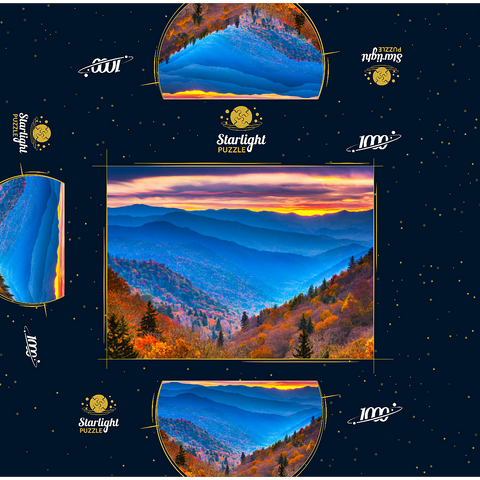 Smoky Mountains National Park, Tennessee, USA Autumn landscape at dawn. 1000 Jigsaw Puzzle box 3D Modell