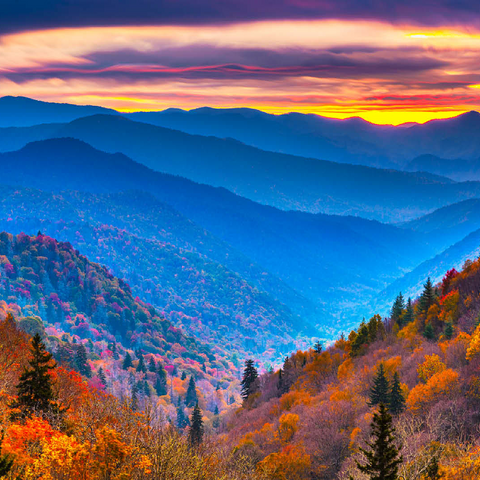 Smoky Mountains National Park, Tennessee, USA Autumn landscape at dawn. 100 Jigsaw Puzzle 3D Modell