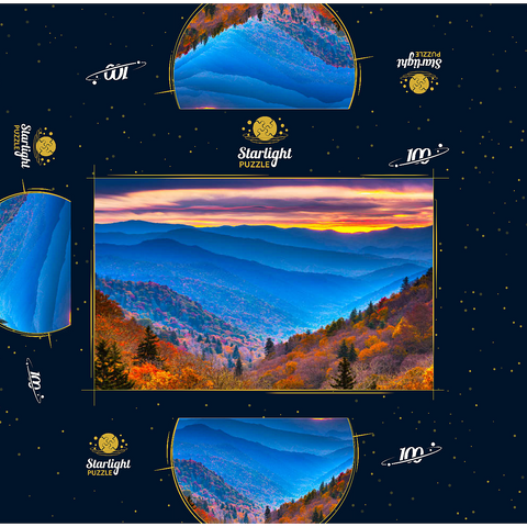 Smoky Mountains National Park, Tennessee, USA Autumn landscape at dawn. 100 Jigsaw Puzzle box 3D Modell