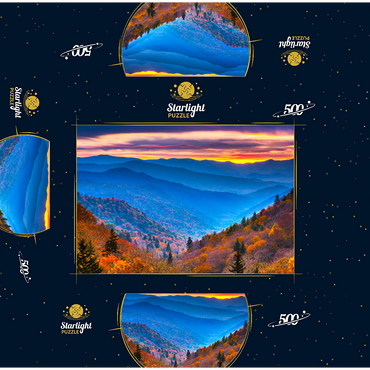 Smoky Mountains National Park, Tennessee, USA Autumn landscape at dawn. 500 Jigsaw Puzzle box 3D Modell