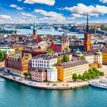 Stockholm old town (Gamla Stan) cityscape from city hall square, Sweden 1000 Jigsaw Puzzle 3D Modell