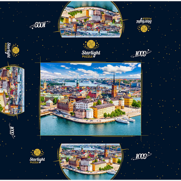 Stockholm old town (Gamla Stan) cityscape from city hall square, Sweden 1000 Jigsaw Puzzle box 3D Modell