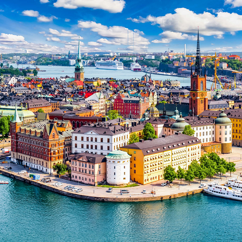 Stockholm old town (Gamla Stan) cityscape from city hall square, Sweden 500 Jigsaw Puzzle 3D Modell