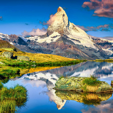 Fantastic photography and hiking location, wonderful morning lights with spectacular Matterhorn and beautiful Stellisee. Beautiful tourist place in Switzerland near Zermatt, Europe 100 Jigsaw Puzzle 3D Modell