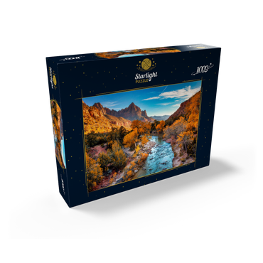 View of Watchman Mountain and the Virgin River in Zion National Park in the southwestern United States, near Springdale, Utah, Arizona. 1000 Jigsaw Puzzle box view1