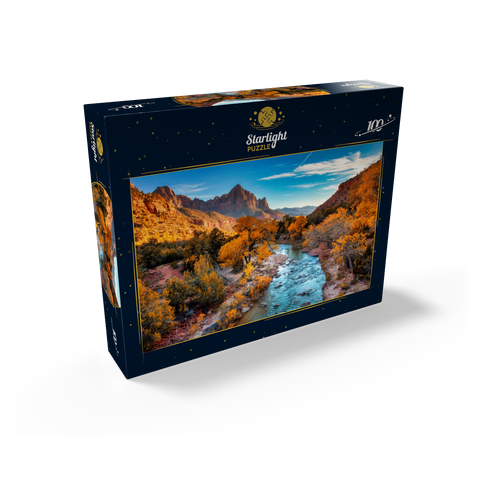 View of Watchman Mountain and the Virgin River in Zion National Park in the southwestern United States, near Springdale, Utah, Arizona. 100 Jigsaw Puzzle box view1