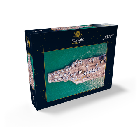 Top view aircraft carrier sailing on the ocean 1000 Jigsaw Puzzle box view1