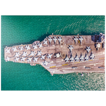 puzzleplate Top view aircraft carrier sailing on the ocean 1000 Jigsaw Puzzle