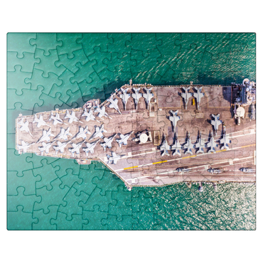 puzzleplate Top view aircraft carrier sailing on the ocean 100 Jigsaw Puzzle