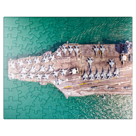 puzzleplate Top view aircraft carrier sailing on the ocean 100 Jigsaw Puzzle