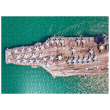 puzzleplate Top view aircraft carrier sailing on the ocean 500 Jigsaw Puzzle