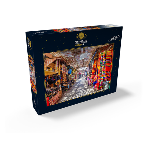 Souvenirs at the Jamaa-el-Fna market in the old medina, Marrakech, Morocco 500 Jigsaw Puzzle box view1