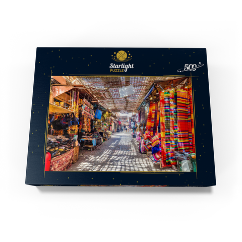Souvenirs at the Jamaa-el-Fna market in the old medina, Marrakech, Morocco 500 Jigsaw Puzzle box view1