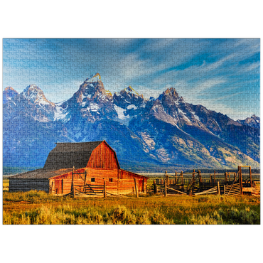 puzzleplate Barn on Mormon Run , Wyoming most popular barn in Jackson Hole. 1000 Jigsaw Puzzle