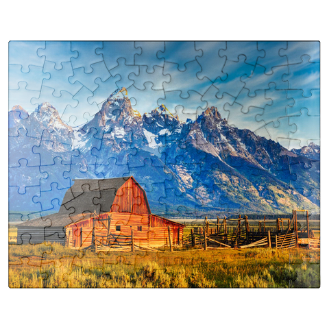 puzzleplate Barn on Mormon Run , Wyoming most popular barn in Jackson Hole. 100 Jigsaw Puzzle
