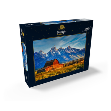 Barn on Mormon Run , Wyoming most popular barn in Jackson Hole. 500 Jigsaw Puzzle box view1