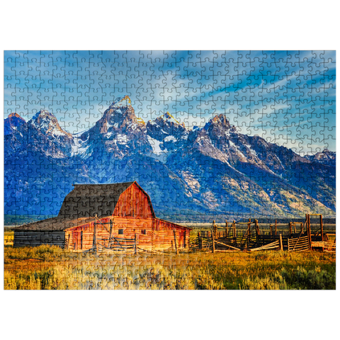 puzzleplate Barn on Mormon Run , Wyoming most popular barn in Jackson Hole. 500 Jigsaw Puzzle