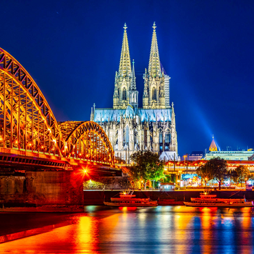 Night view of Cologne Cathedral and Hohenzollern Bridge over Rhine, Germany 1000 Jigsaw Puzzle 3D Modell
