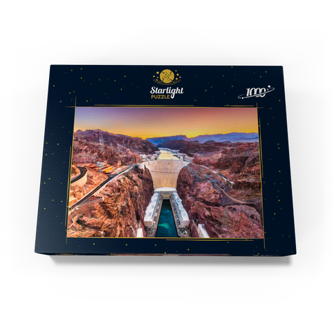 Hoover Dam on the Colorado River, which crosses Nevada and Arizona. 1000 Jigsaw Puzzle box view1