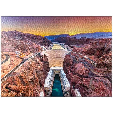 puzzleplate Hoover Dam on the Colorado River, which crosses Nevada and Arizona. 1000 Jigsaw Puzzle