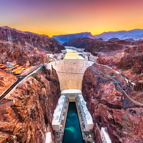 Hoover Dam on the Colorado River, which crosses Nevada and Arizona. 100 Jigsaw Puzzle 3D Modell