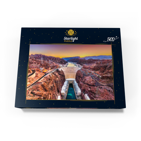 Hoover Dam on the Colorado River, which crosses Nevada and Arizona. 500 Jigsaw Puzzle box view1