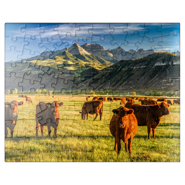 puzzleplate Fall on a Colorado cattle ranch near Ridgway - County Road 12. 100 Jigsaw Puzzle