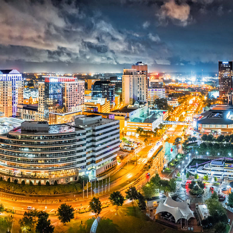 Aerial view of Norfolk Virginia at night. Norfolk is the second most populous city in Virginia after neighboring Virginia Beach and the host of the largest naval base in the world. 100 Jigsaw Puzzle 3D Modell