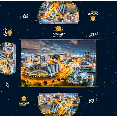 Aerial view of Norfolk Virginia at night. Norfolk is the second most populous city in Virginia after neighboring Virginia Beach and the host of the largest naval base in the world. 100 Jigsaw Puzzle box 3D Modell