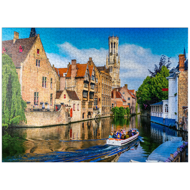 puzzleplate Classic view of historical city center with canal in Bruges (Bruges), province of West Flanders, Belgium. Cityscape of Bruges. 1000 Jigsaw Puzzle