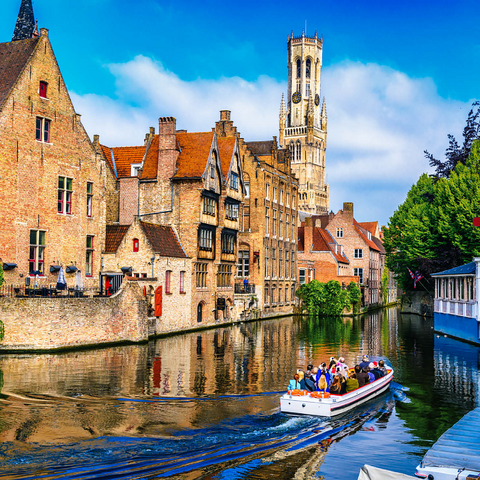 Classic view of historical city center with canal in Bruges (Bruges), province of West Flanders, Belgium. Cityscape of Bruges. 1000 Jigsaw Puzzle 3D Modell