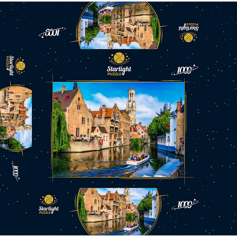 Classic view of historical city center with canal in Bruges (Bruges), province of West Flanders, Belgium. Cityscape of Bruges. 1000 Jigsaw Puzzle box 3D Modell