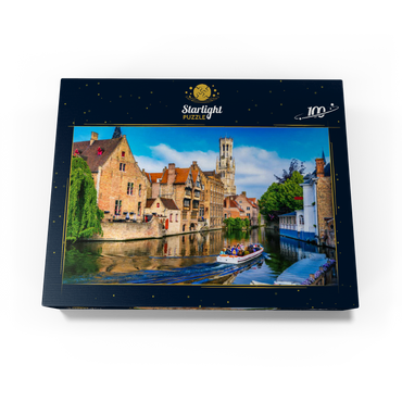 Classic view of historical city center with canal in Bruges (Bruges), province of West Flanders, Belgium. Cityscape of Bruges. 100 Jigsaw Puzzle box view1