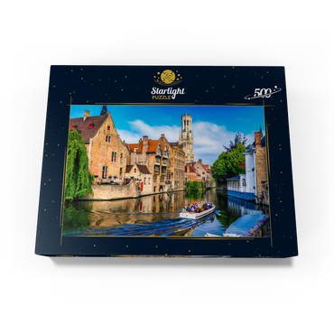 Classic view of historical city center with canal in Bruges (Bruges), province of West Flanders, Belgium. Cityscape of Bruges. 500 Jigsaw Puzzle box view1