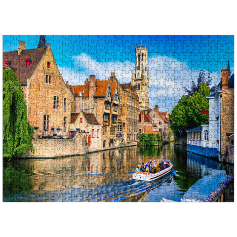 puzzleplate Classic view of historical city center with canal in Bruges (Bruges), province of West Flanders, Belgium. Cityscape of Bruges. 500 Jigsaw Puzzle