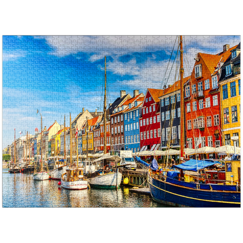 puzzleplate Copenhagen iconic view. famous old Nyhavn harbor in the center of Copenhagen, Denmark in summer sunny days. 1000 Jigsaw Puzzle