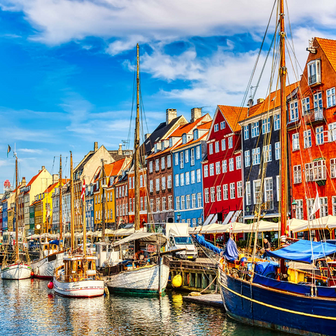 Copenhagen iconic view. famous old Nyhavn harbor in the center of Copenhagen, Denmark in summer sunny days. 1000 Jigsaw Puzzle 3D Modell